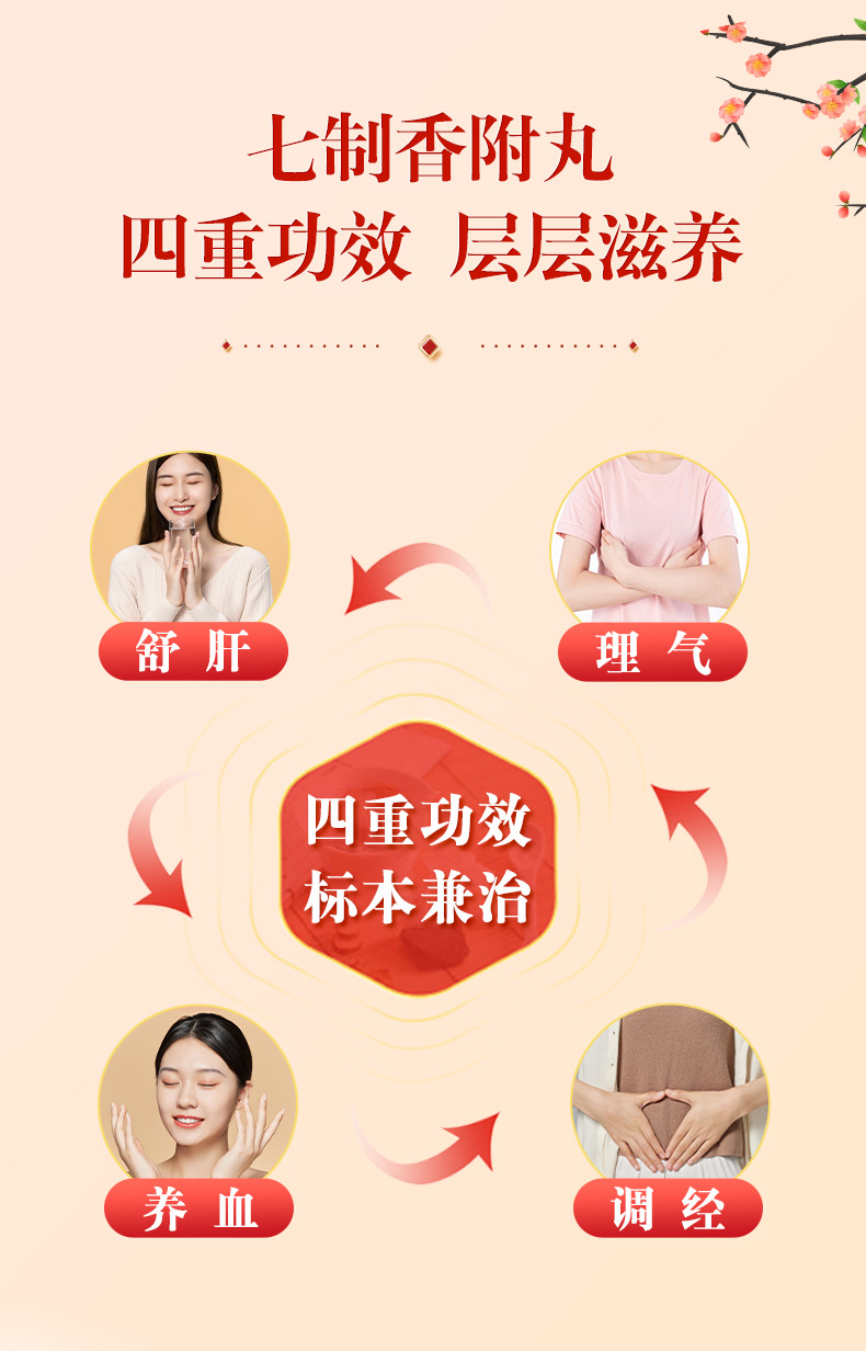 【中国直邮】 仲景 七制香附丸 痛经调理中药养血调经疏肝理气丸月经量少 6g*10袋/盒