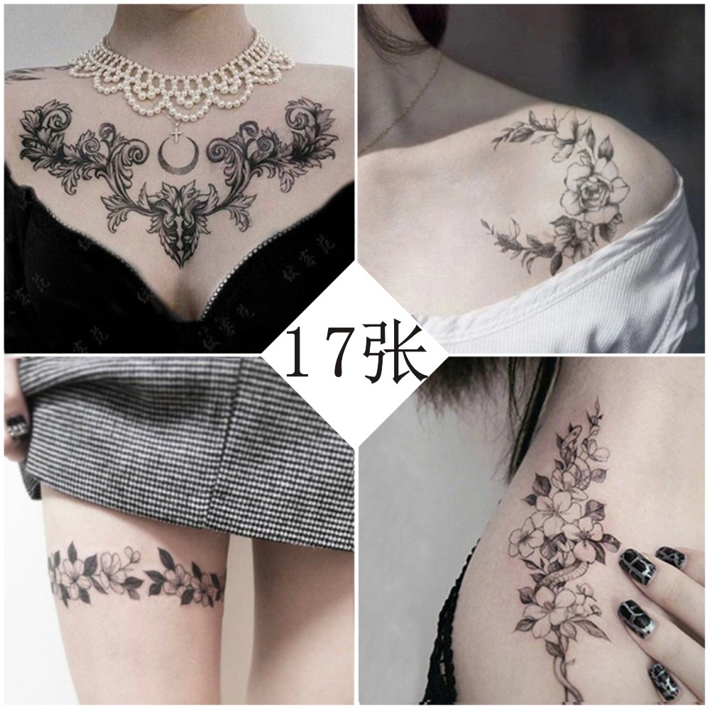 17 Diablo Sketch Flower Tattoo Back Female Society Sexy Tattoo Couple Lasting Chest Arm