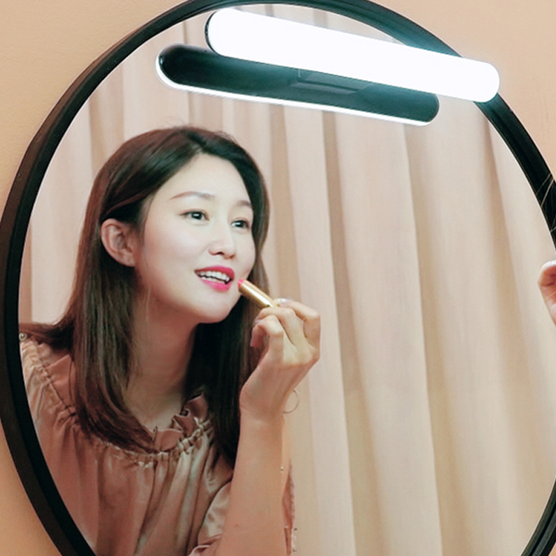 LED mirror headlight with rechargeable makeup refresher mirror mirror lamp free perforation wireless floor stall light