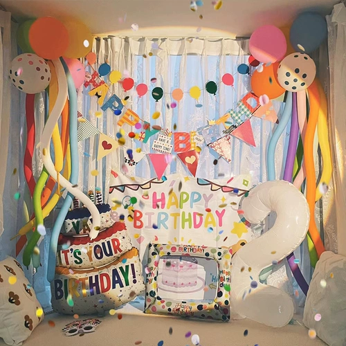 Интернет-знаменитости ins ребенок день рождения воздушный шар композиция украшения девушка кисточка фото реквизит годовалая сцена фон