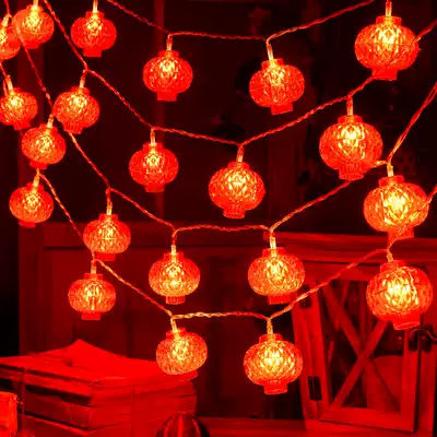 2021 Red lantern pendant New Year decoration Indoor scene decoration Spring Festival pendant Balcony New Year glowing small lantern