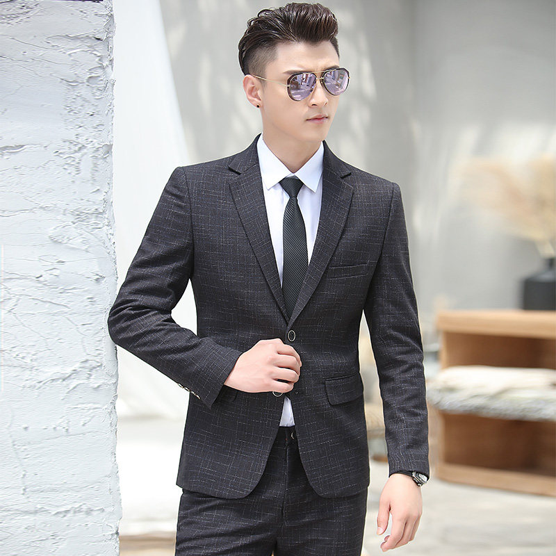 Suit suit men host Han Edition Business dress professional decoration dress black groom suit
