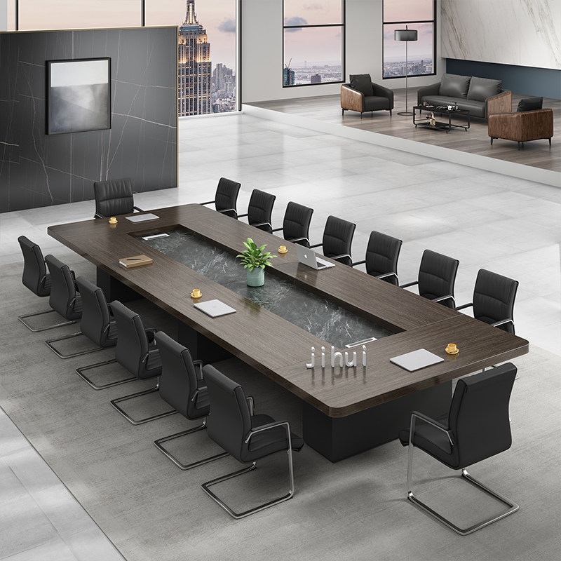 Chengdu Modern Meeting Room Large Conference Table Strip Simple Desk Chair Combination Rectangular Office Negotiation Table