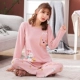 Bộ đồ ngủ nữ mùa xuân và mùa thu cotton tinh khiết dài tay hoạt hình của phụ nữ cộng với kích thước giản dị mùa xuân và mùa hè cotton mỏng phù hợp với dịch vụ tại nhà - Giống cái