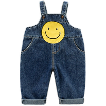 Baby Cowboy Back With Pants Spring Autumn Cartoon Laughs Face Children Casual Pants Han Version Kids Pants Baby Back With Pants Tide