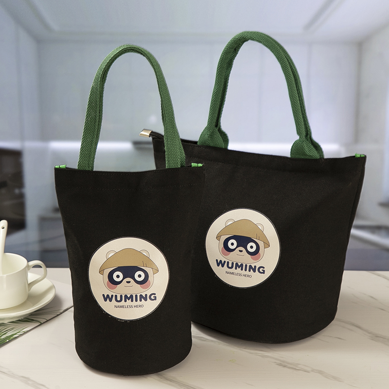 Japanese-style lunch box bag tote bag office worker with rice bento bag elementary school student cute hand-to-canvas bag rice bag