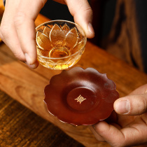 Longshan Hall Cup Mat Pure Copper Lotus Six Only Loaded Handmade Tea Mat Kongfu Tea Furniture Accessories Suit Insulation Mat Home