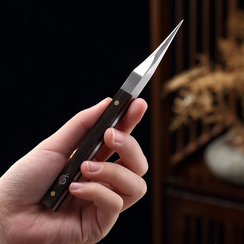 Longshan Hall Solid Wood Tea Knife Pure Hand Pu-erh Tea Needle Stainless Steel Tea Cone Utilita tea accessories Home Prying Tea Knife