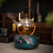 Longshantang handmade silver-inlaid large cooking teapot glass thickened heat-resistant electric pottery stove tea maker household set