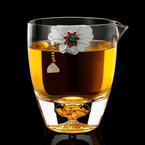 Longshan Hall glass fair cup pure hand inlaid silver Gong cup Gongfu tea with tea sea Sub-tea ware Domestic teacup heat resistant
