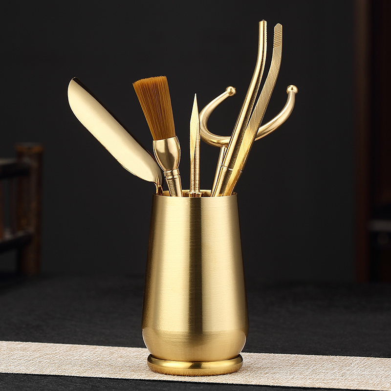 Longshantang Tea Road Six Gentleman Pure Bronze Kutian Tea Accessories Tea Then Tea Needle Tea Spoon Home Chinese Tea Art Suit