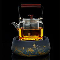 Longshan Tang Cooking Teapot Glass Bubble Teapot Pure Hand Fukuoka Tiliang Steam Burning Kettle Electric Pottery Stove Cooking Tea for Home