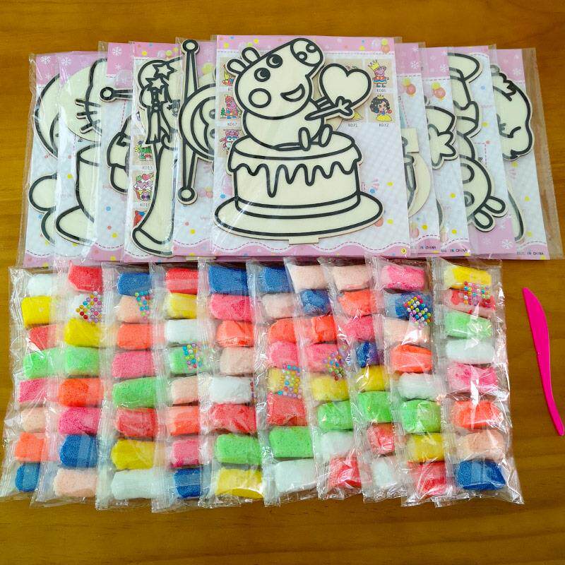 Large children's snowflake mud drawing board diy handmade material wrapped pearl mud clay floor stall source toy