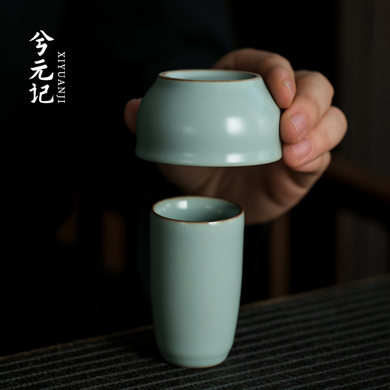 Ru kiln smell fragrant cup tasting cup tea ceremony set ceramics can be raised to open a piece of personal cup tea cup tea art kung fu tea set