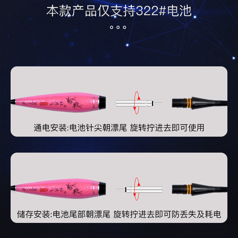 Du Yan Fei Figure Night Fishing Float 322 # Battery night floating lasting high and high light without extinguishing electronic drift