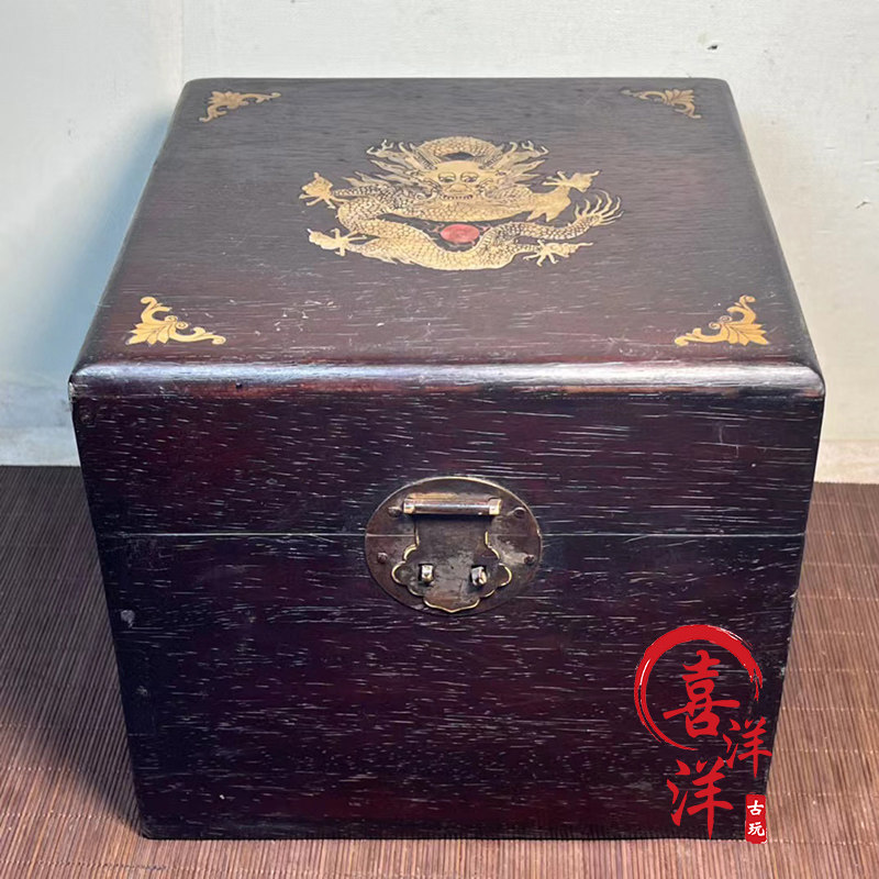 唐物 清代 紫檀木 祥龍紋 多寶盒 收納盒 木製 中国
