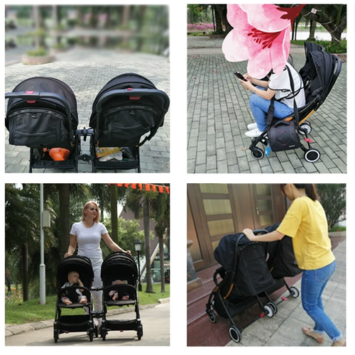 basinng Съёмная коляска для близнецов, складной велосипед тандем, тележка