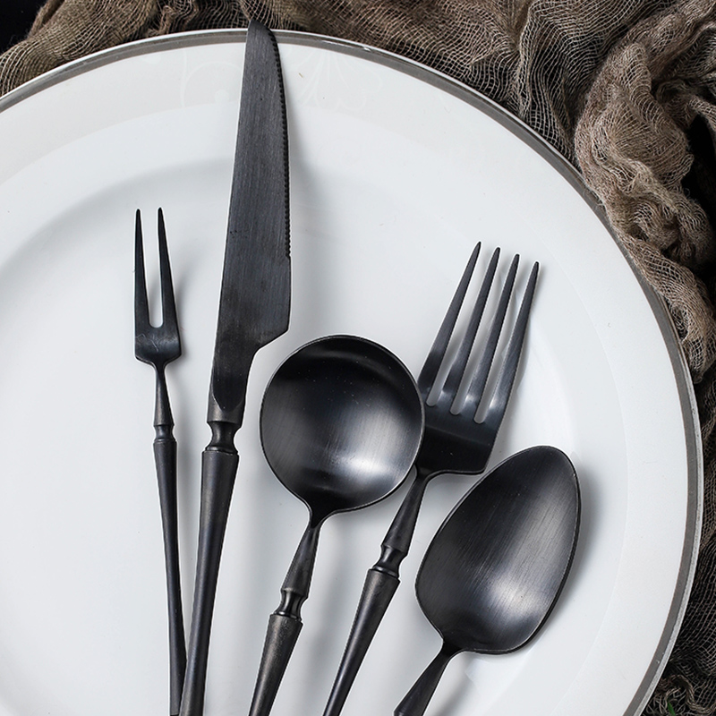 Golden stainless steel knife and fork spoon, restoring ancient ways of household steak salad dessert spoon, fruit fork continental food tableware