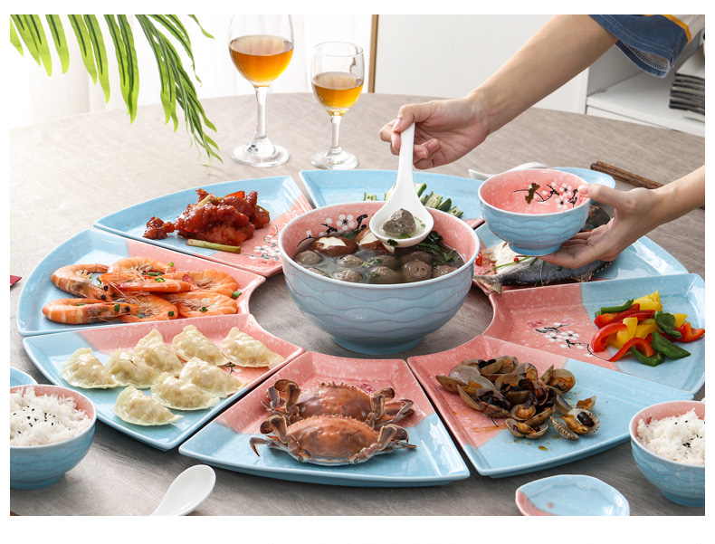 Creative dishes suit household contracted food reunion festival party hotpot ceramic platter plate combination