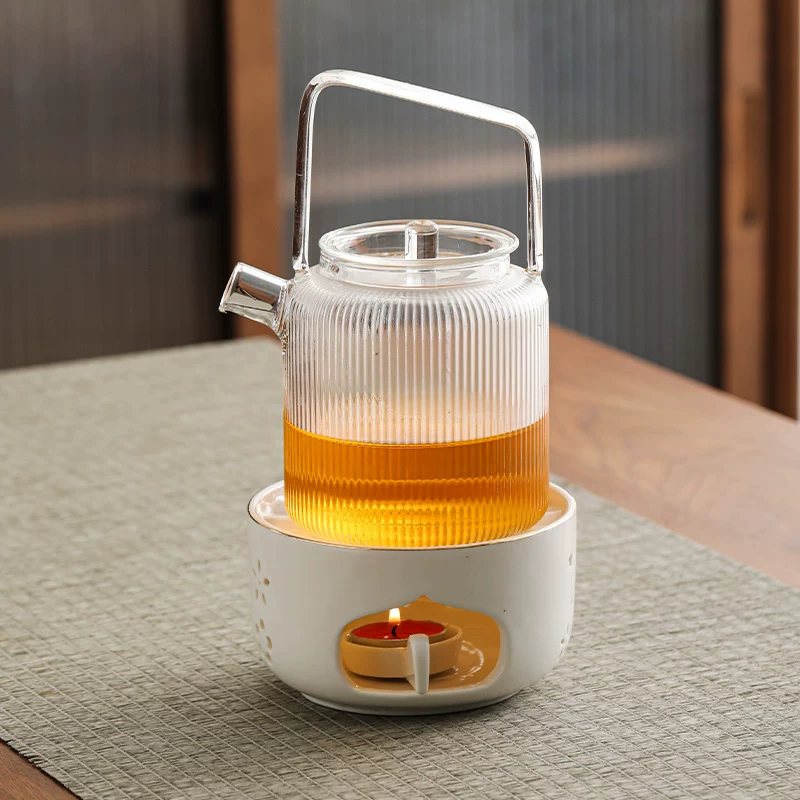Candle, fruit tea, glass teapot, flavored tea, ceramic set