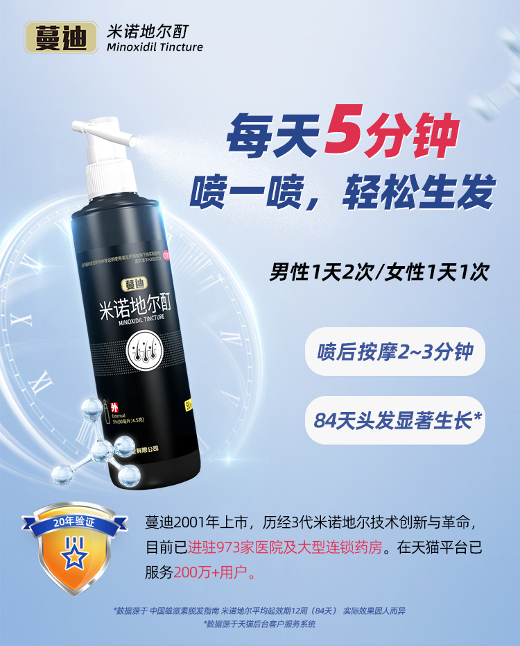 蔓迪 米诺地尔酊防脱喷雾90ml 3盒 图1