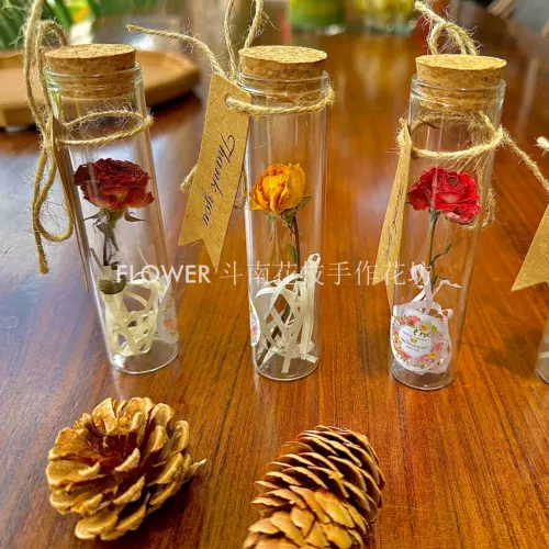 Мини -желание бутылочных высушенных цветов образцы букета сувенирные стеклянные пробирки бессмертные цветочные украшения для подруги учителя