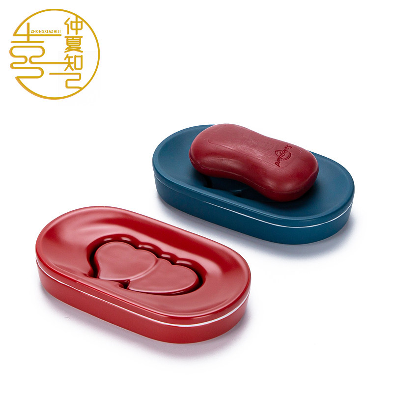 Heart-to-heart ceramic soap box wedding drain soap tray red pair of household dowry creative wedding supplies