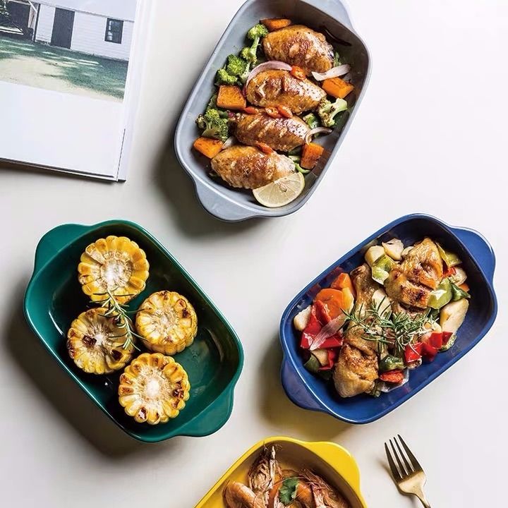 Cheese baked FanPan microwave baking pan ceramic western - style food oven plate creative dishes home baking bowl