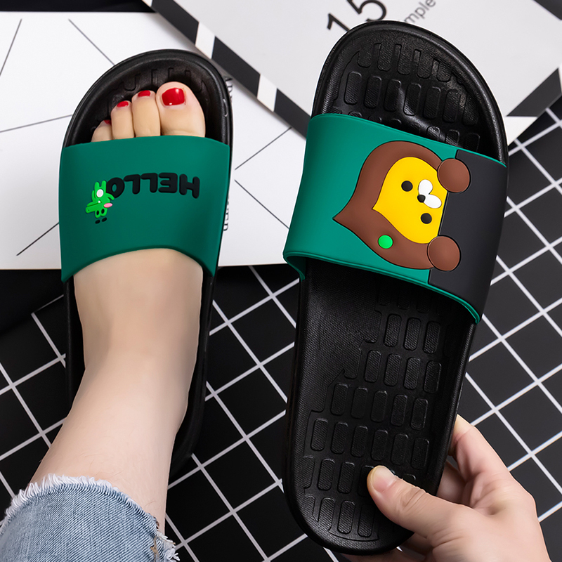 Summer New Style Cartoon Home Slippers for Women, Indoor Bathing Non-Slip Men's Shoes, Fashionable Couple Slippers for Outdoor Wear
