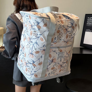 Double-Shoulder Printed Wheeled Luggage Bag, Business Trip Travel Bag, Large Capacity Women's Foldable Maternity Storage Bag, Luggage Bag