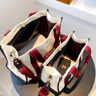 Christmas Red Canvas Bag for Women 2025 New Large-Capacity College Student Work Commute Tote Shoulder Crossbody Bag