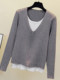 Fake two-piece knitted tops for women, fashionable, high-end niche, non-colliding bottoming shirts, 2026 early autumn popular small shirts