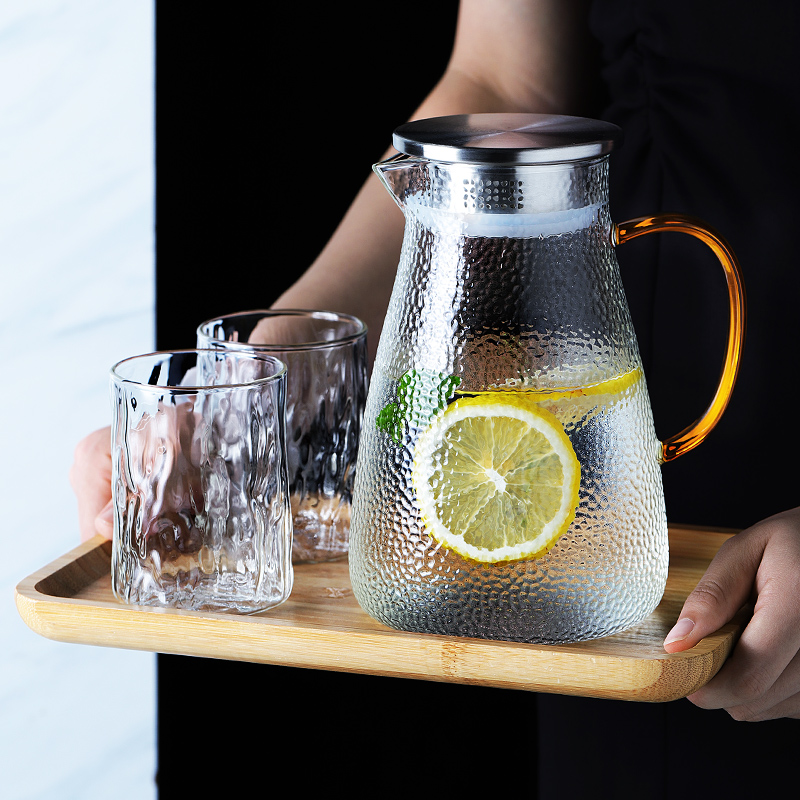Light one hammer pattern glass cold kettle cold water cup set household large-capacity high temperature resistant cold kettle herbal teapot filled with water