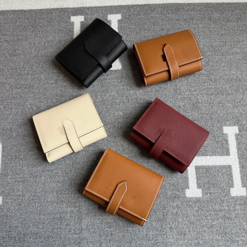 Hand-Sewn Bearn 70% off Short Wallet Imported Epsom Calfskin Card Holder Short Wallet Coin Purse