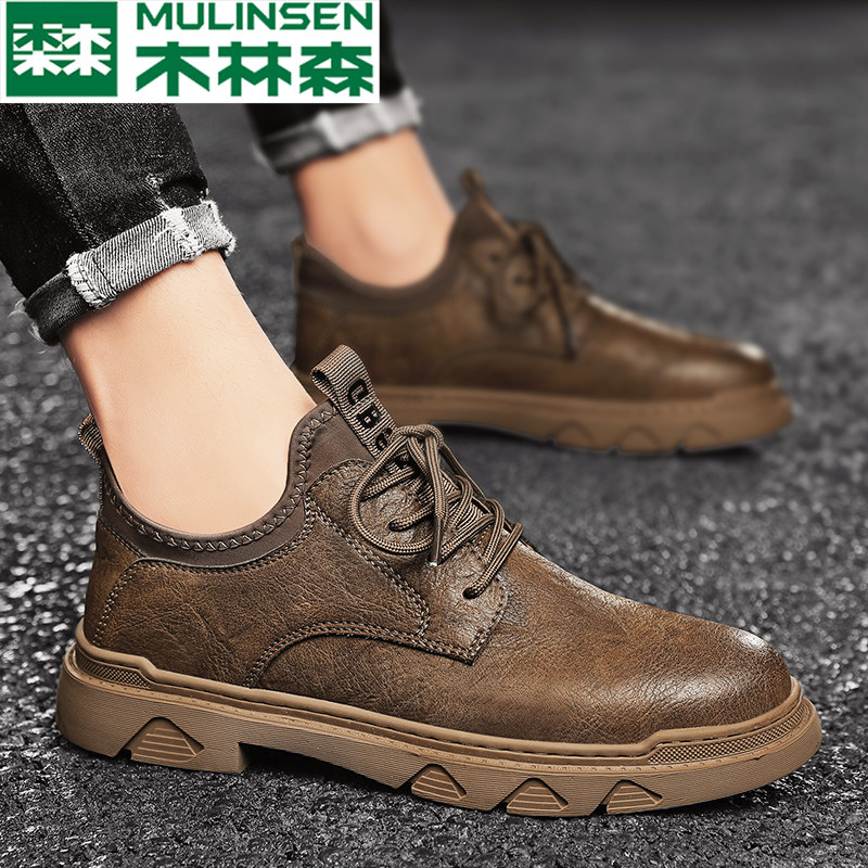 Wood Linson Male Shoes Summer 2022 New Tide Casual Leather Shoes Genuine Leather Men Low Help Breathable Thin Martin boots
