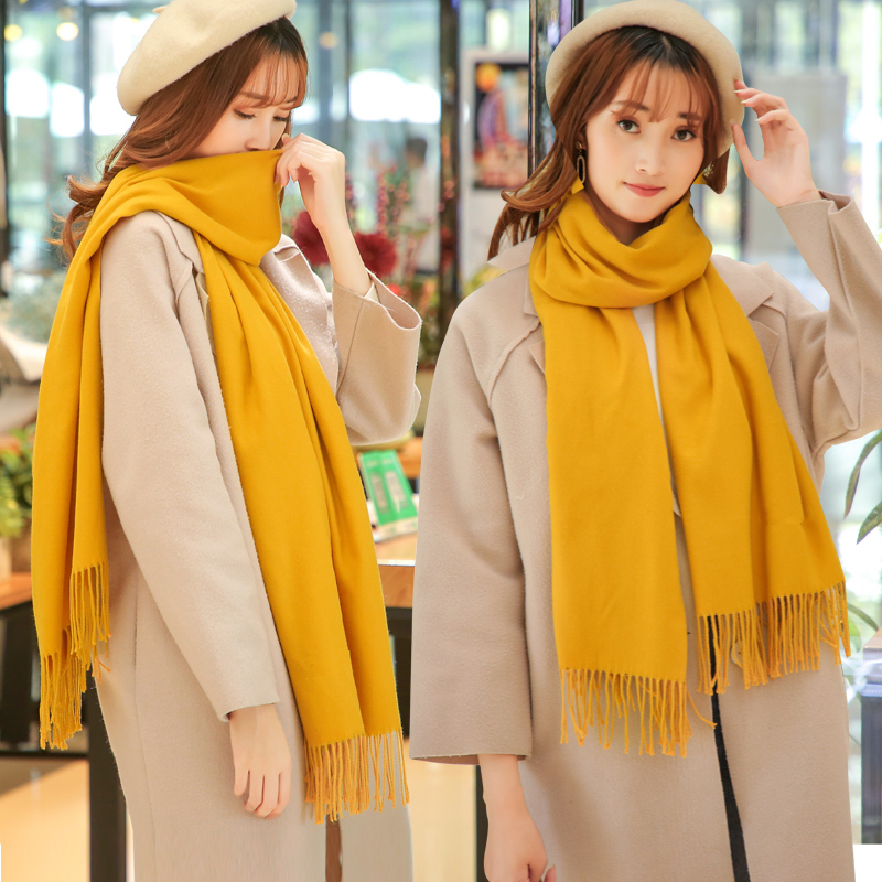 2025 New Ginger-Colored Scarf for Women, Autumn and Winter Men's Knitted Wool Cashmere Yellow Korean-Style High-End Shawl