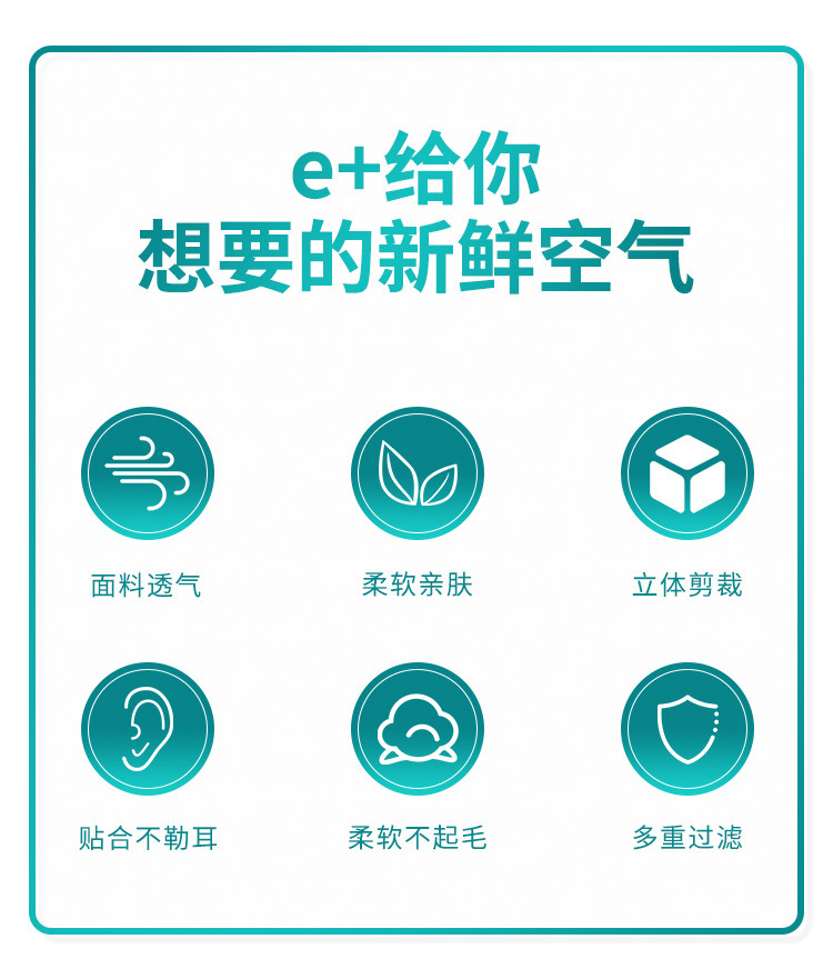 日本e+ 双阀门棉布口罩 防尘防雾霾防臭 可清洗 图2