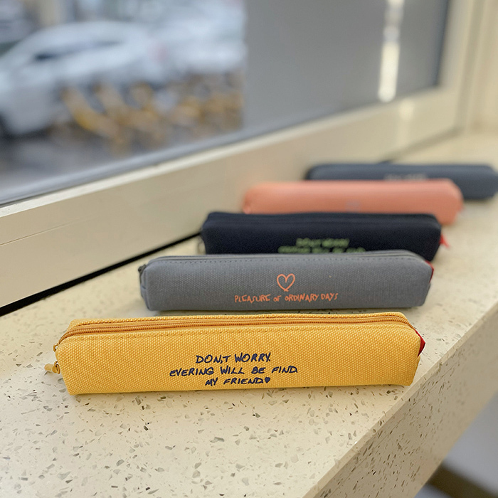Canvas Mini Pencil Case for Kindergarten and Elementary School Students, Cute Candy-Colored Stationery Bag, Simple Pencil Box for Children