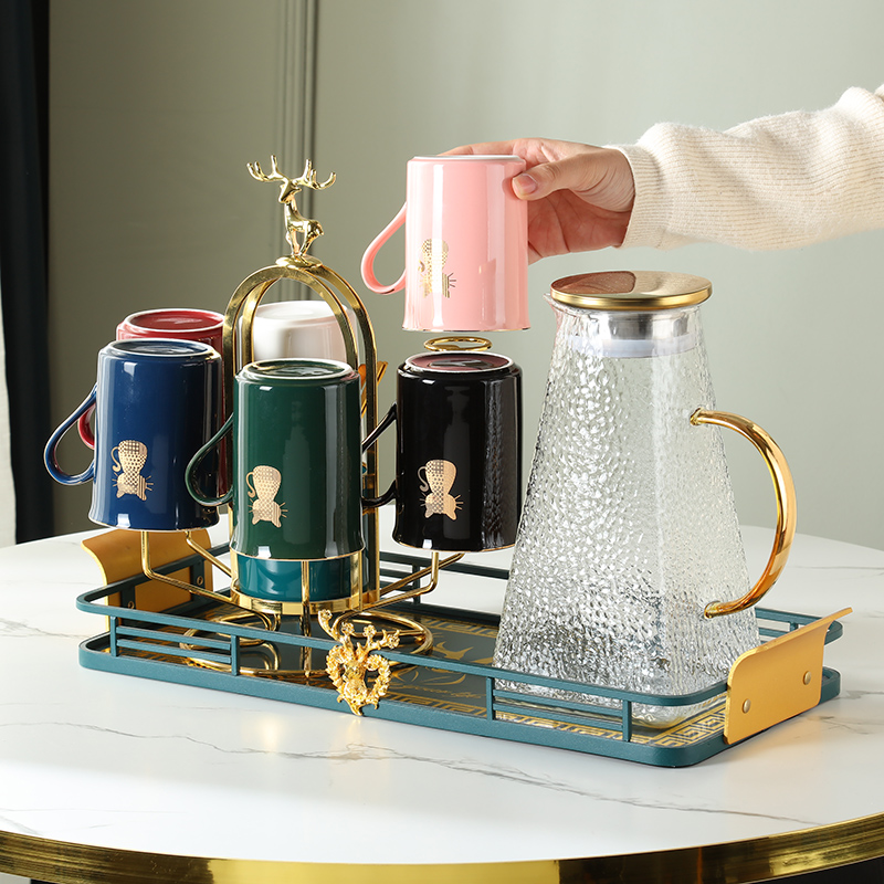 Cold kettle set glass household heat-resistant high temperature Nordic creative large-capacity cool white water cup teapot cold kettle