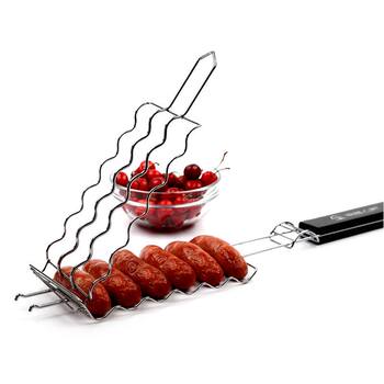 Bbq barbecue utensils stainless steel sausage grill hot dog barbecue mesh barbecue clips outdoor barbecue sausage grill