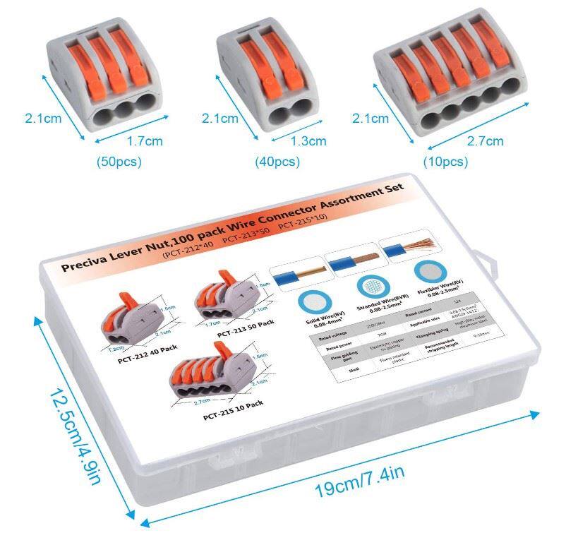 Терминал 电线连接器pct-212 213 215 组合套盒 21/100只
