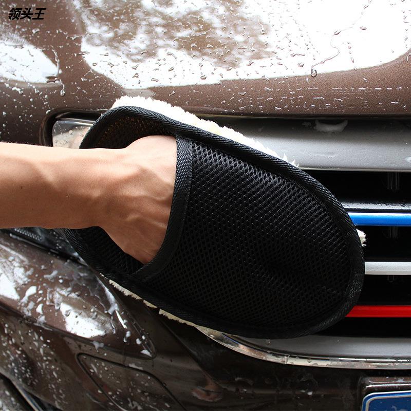 Vehicle carwash wool gloves suede thickened with cashmere wool wiping car gloves Motor suede beauty carwash supplies