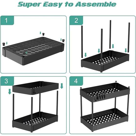 下水槽2层置物架厨房柜台收纳架多功能浴室化妆品储物架定制