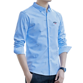 Autumn and winter men's long-sleeved velvet shirts slim and trendy handsome plus cotton youth all-in-one velvet thickened warm shirt