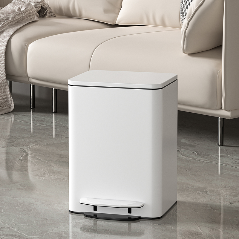 Modern Minimalist Trash Can for Home Use, 2026 New Model, Large White Foot-Operated Luxury Trash Can for Living Room, Kitchen, and Bathroom, Extremely Simple