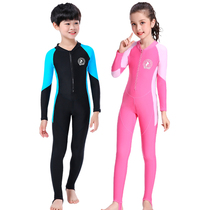 Childrens swimsuit Girls small medium large boy Boys Long-sleeved one-piece with chest pad Sunscreen girls trousers pedal bathing suit