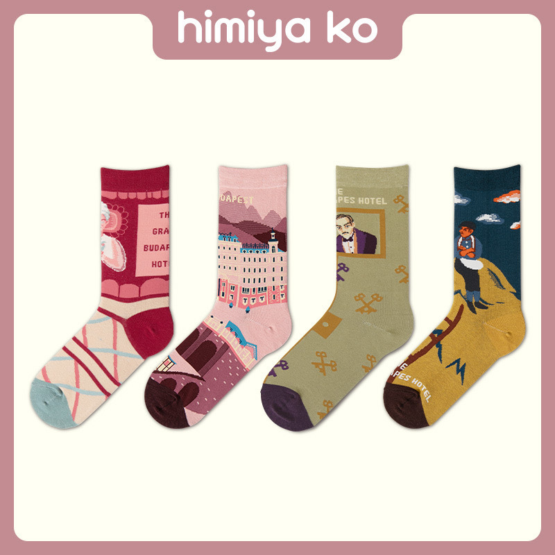 Japanese Style Big Bangs Himiya Ko Budapest Hotel Four Seasons Personalized Trendy Socks Unisex Couple Cotton Socks