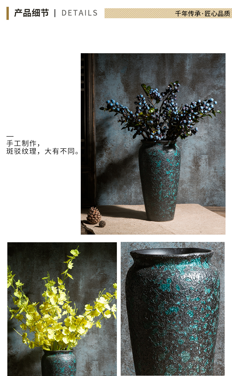 Retro modern creative manual ceramic vase dried flowers, flower arranging flowers, the sitting room TV ark, home decoration furnishing articles