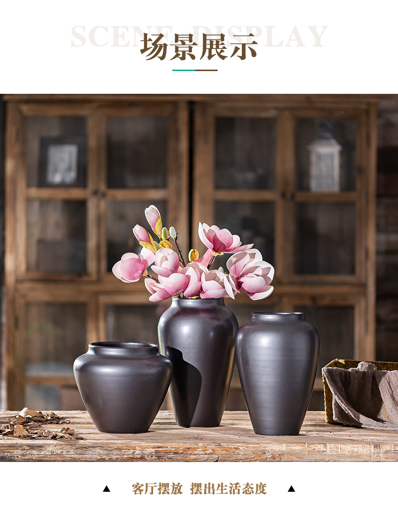 New Chinese style ceramic vase furnishing articles dried flowers, flower arrangement, black flower implement the sitting room porch TV ark, household soft adornment