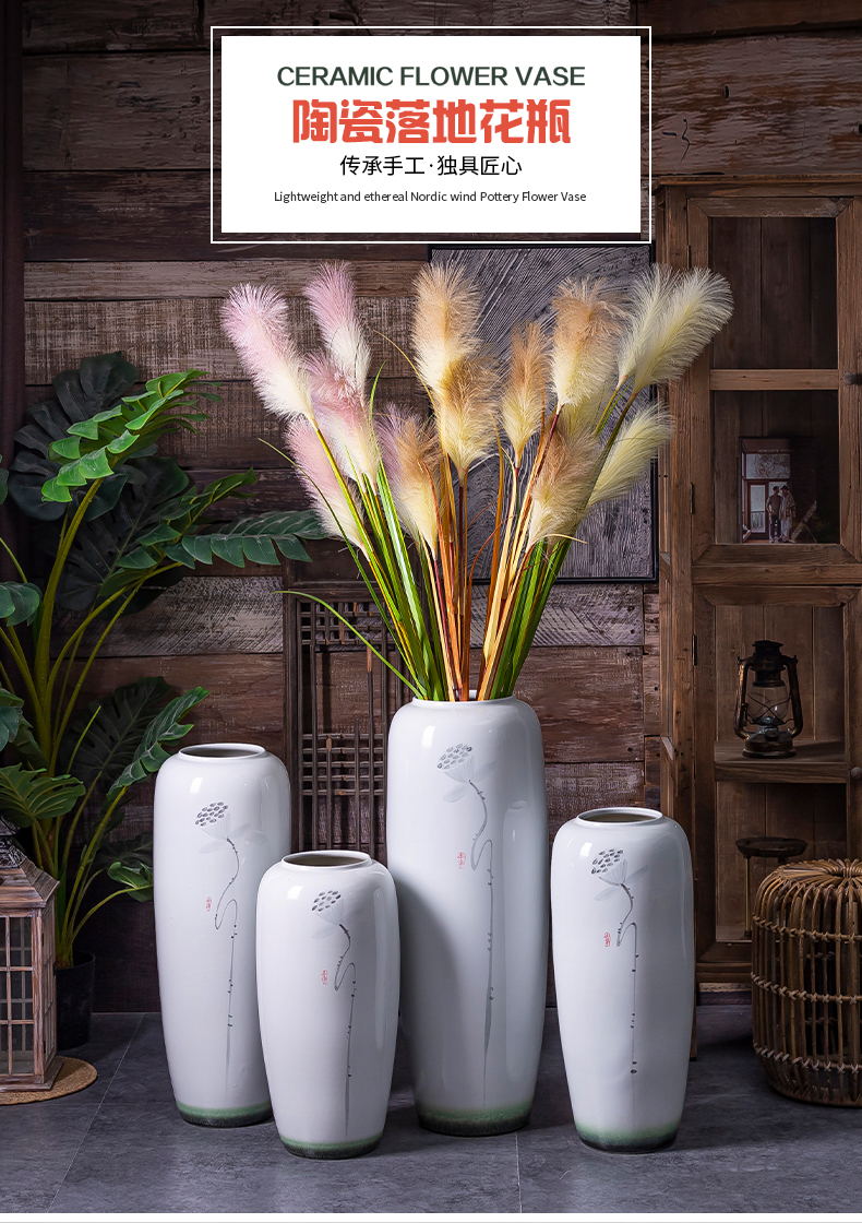 Hand draw the new Chinese style of large vase store clothing store, the sitting room is decorated flower implement ceramic flower receptacle, furnishing articles